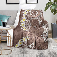 Mocha Mousse Polynesian Tribal Frangipani Tropical Vibe Blanket