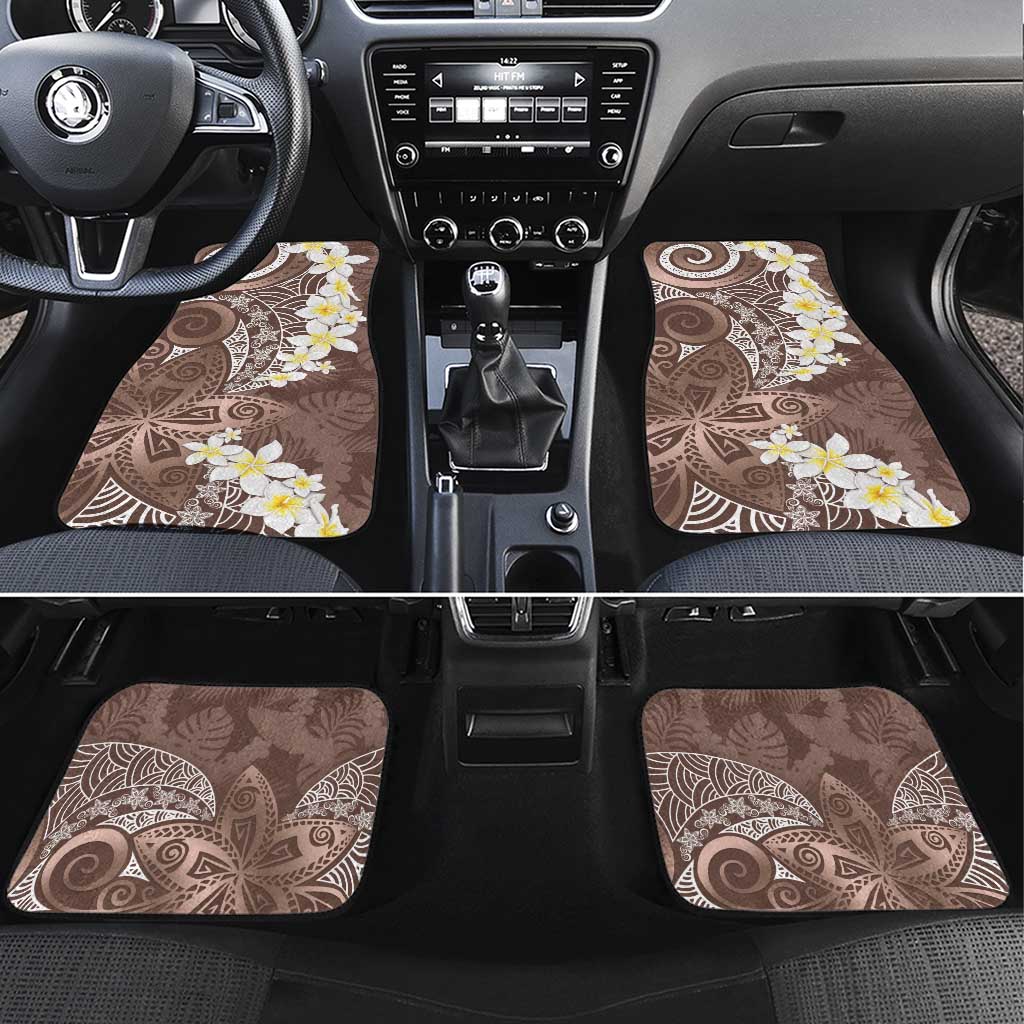 Mocha Mousse Polynesian Tribal Frangipani Tropical Vibe Car Mats