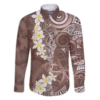 Mocha Mousse Polynesian Tribal Frangipani Tropical Vibe Family Matching Puletasi and Hawaiian Shirt