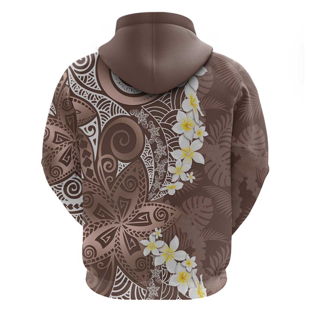 Mocha Mousse Polynesian Tribal Frangipani Tropical Vibe Hoodie