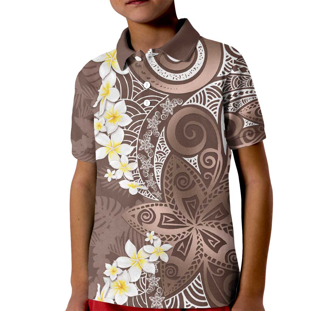 Mocha Mousse Polynesian Tribal Frangipani Tropical Vibe Kid Polo Shirt LT14 Kid Mocha Mousse - Polynesian Pride