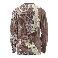 Mocha Mousse Polynesian Tribal Frangipani Tropical Vibe Long Sleeve Shirt