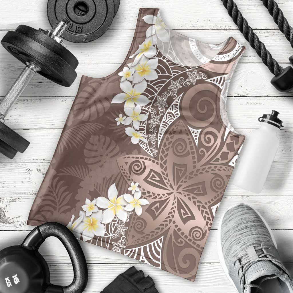 Mocha Mousse Polynesian Tribal Frangipani Tropical Vibe Men Tank Top