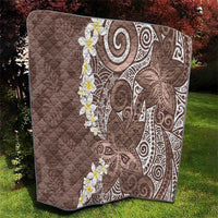 Mocha Mousse Polynesian Tribal Frangipani Tropical Vibe Quilt