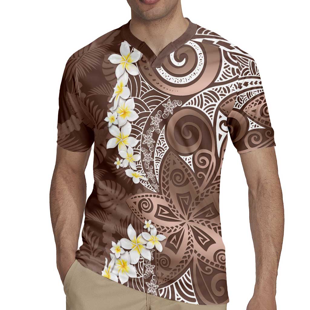 Mocha Mousse Polynesian Tribal Frangipani Tropical Vibe Rugby Jersey LT14 - Polynesian Pride