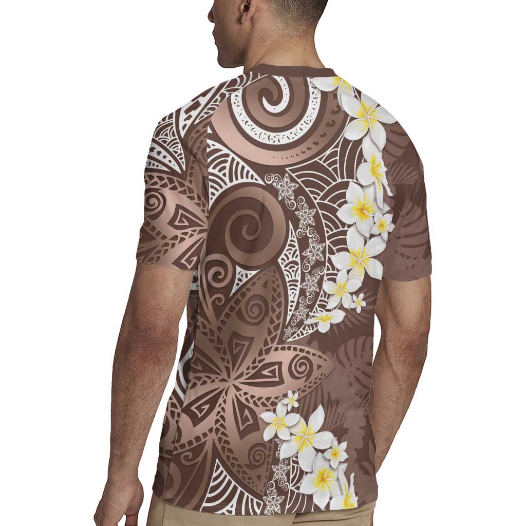 Mocha Mousse Polynesian Tribal Frangipani Tropical Vibe Rugby Jersey LT14 - Polynesian Pride