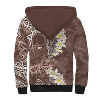 Mocha Mousse Polynesian Tribal Frangipani Tropical Vibe Sherpa Hoodie