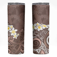 Mocha Mousse Polynesian Tribal Frangipani Tropical Vibe Skinny Tumbler LT14 Mocha Mousse - Polynesian Pride