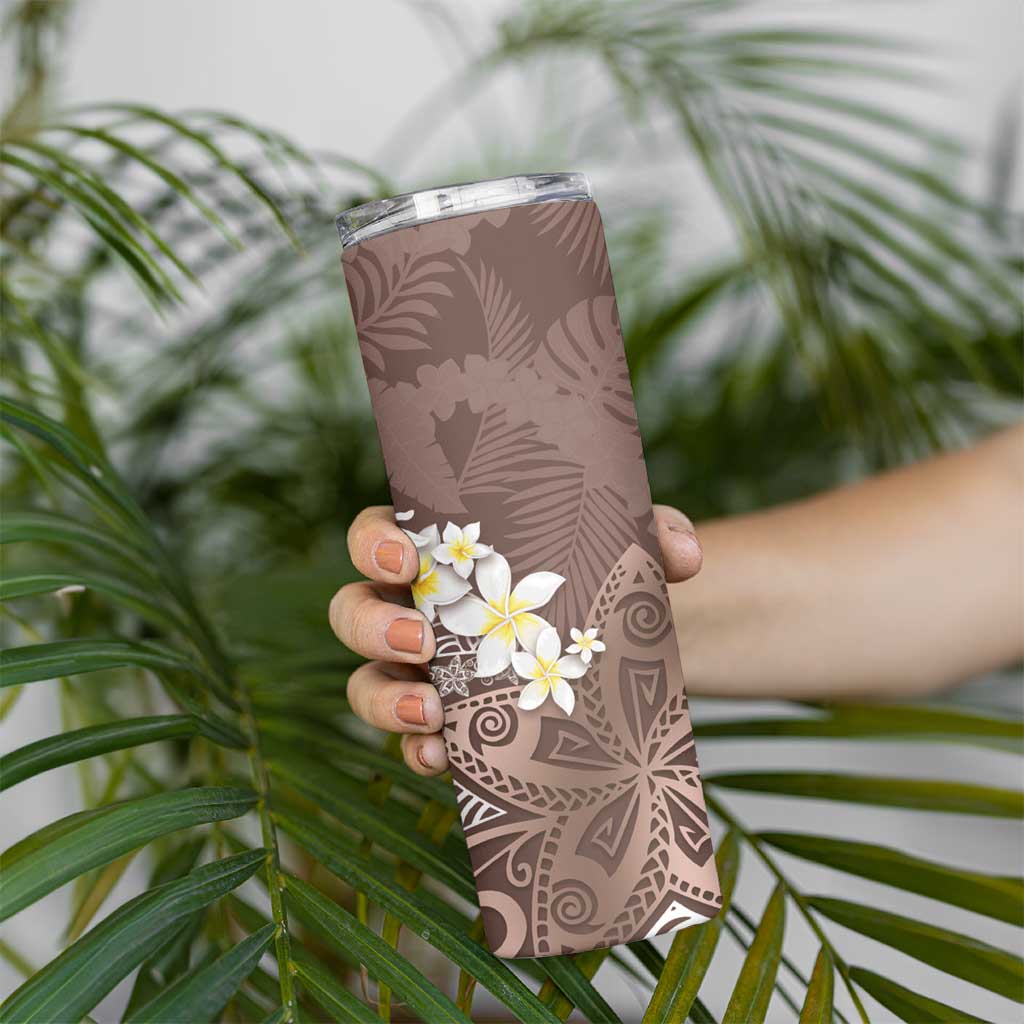 Mocha Mousse Polynesian Tribal Frangipani Tropical Vibe Skinny Tumbler LT14 - Polynesian Pride