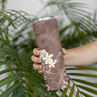 Mocha Mousse Polynesian Tribal Frangipani Tropical Vibe Skinny Tumbler LT14 - Polynesian Pride