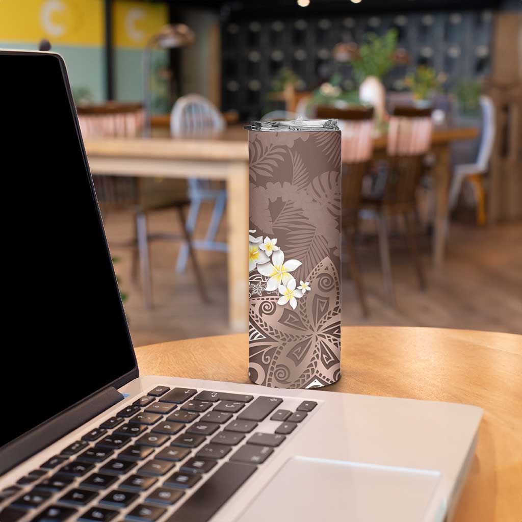 Mocha Mousse Polynesian Tribal Frangipani Tropical Vibe Skinny Tumbler LT14 - Polynesian Pride