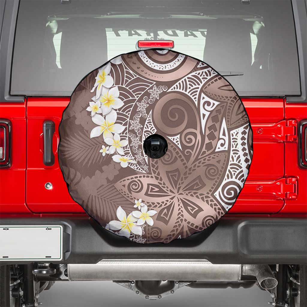 Mocha Mousse Polynesian Tribal Frangipani Tropical Vibe Spare Tire Cover