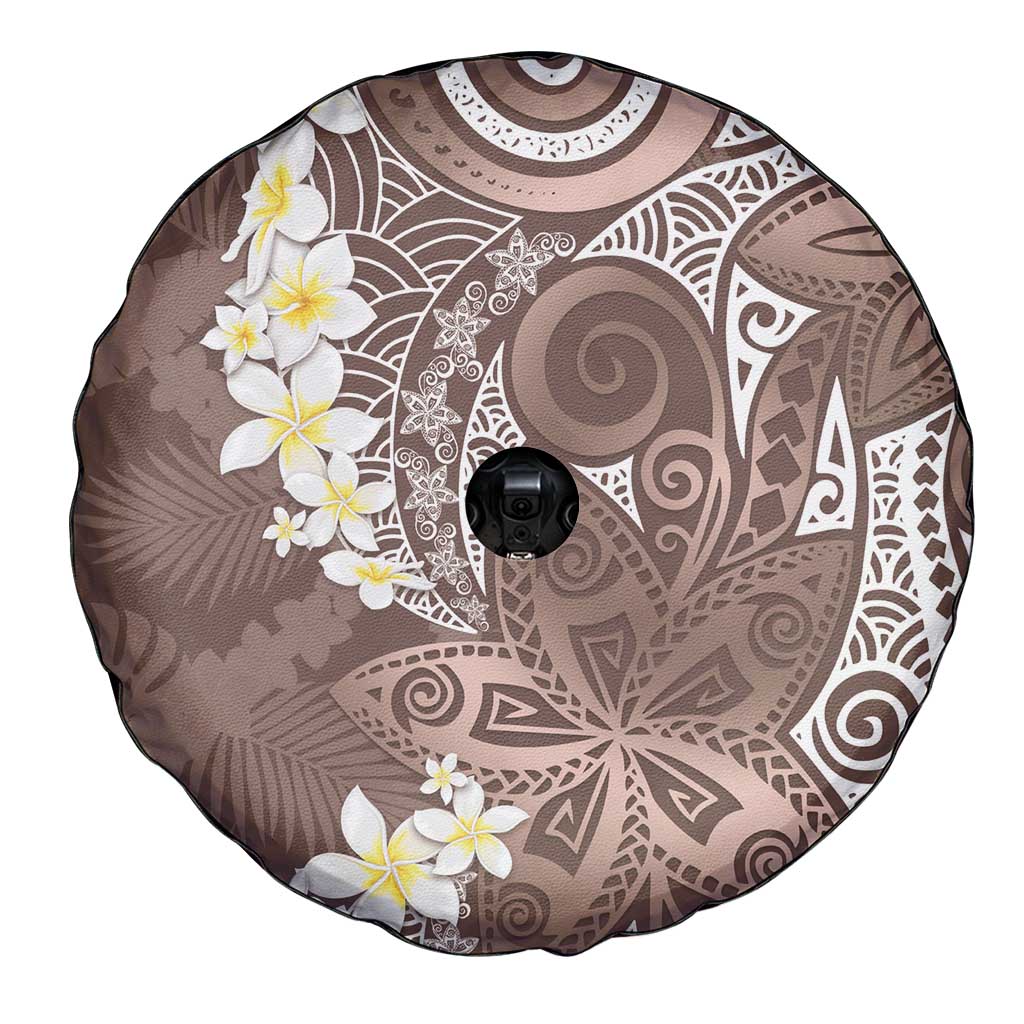 Mocha Mousse Polynesian Tribal Frangipani Tropical Vibe Spare Tire Cover
