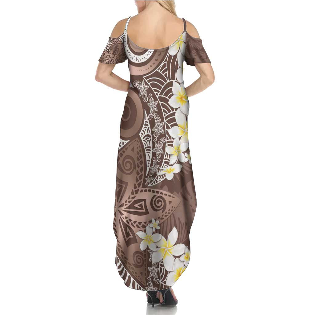 Mocha Mousse Polynesian Tribal Frangipani Tropical Vibe Summer Maxi Dress