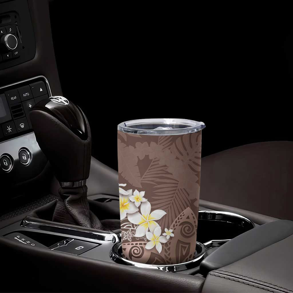 Mocha Mousse Polynesian Tribal Frangipani Tropical Vibe Tumbler Cup