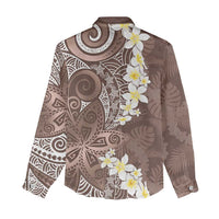Mocha Mousse Polynesian Tribal Frangipani Tropical Vibe Women Casual Shirt LT14 - Polynesian Pride