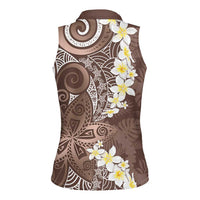 Mocha Mousse Polynesian Tribal Frangipani Tropical Vibe Women Sleeveless Polo Shirt LT14 - Polynesian Pride