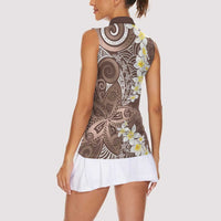 Mocha Mousse Polynesian Tribal Frangipani Tropical Vibe Women Sleeveless Polo Shirt LT14 - Polynesian Pride