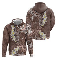 Mocha Mousse Polynesian Tribal Frangipani Tropical Vibe Zip Hoodie