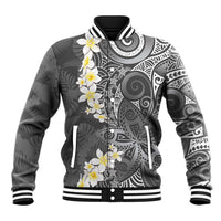 Gray Polynesian Tribal Frangipani Tropical Vibe Baseball Jacket LT14 Unisex Gray - Polynesian Pride
