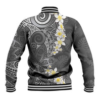 Gray Polynesian Tribal Frangipani Tropical Vibe Baseball Jacket LT14 - Polynesian Pride