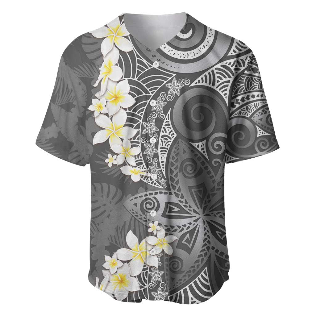 Gray Polynesian Tribal Frangipani Tropical Vibe Baseball Jersey LT14 Gray - Polynesian Pride