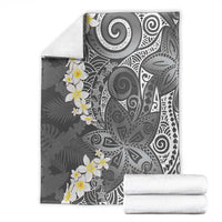 Gray Polynesian Tribal Frangipani Tropical Vibe Blanket
