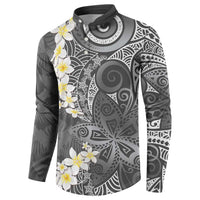 Gray Polynesian Tribal Frangipani Tropical Vibe Button Sweatshirt LT14 - Polynesian Pride