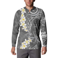Gray Polynesian Tribal Frangipani Tropical Vibe Button Sweatshirt LT14 - Polynesian Pride