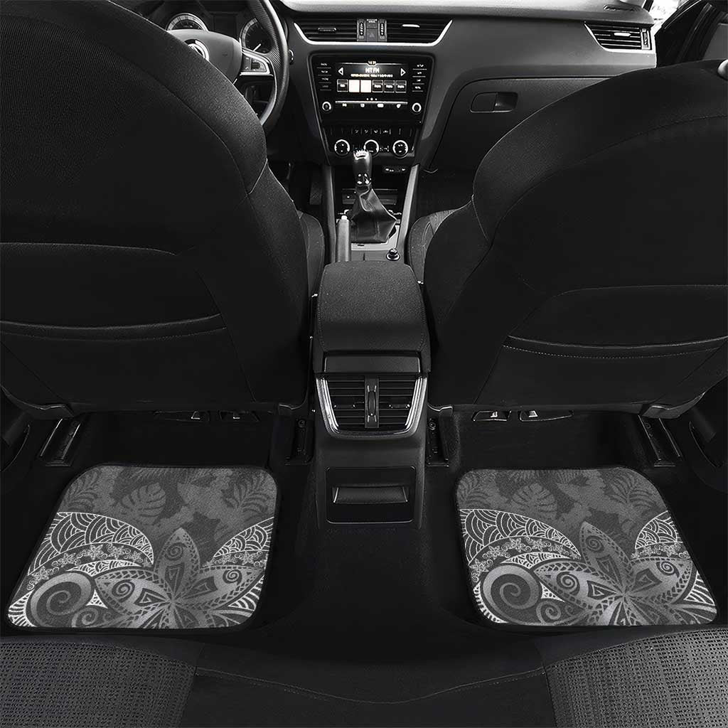 Gray Polynesian Tribal Frangipani Tropical Vibe Car Mats