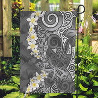 Gray Polynesian Tribal Frangipani Tropical Vibe Garden Flag