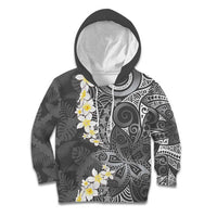 Gray Polynesian Tribal Frangipani Tropical Vibe Kid Hoodie