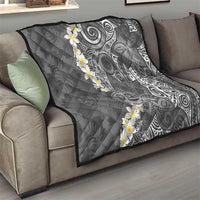 Gray Polynesian Tribal Frangipani Tropical Vibe Quilt