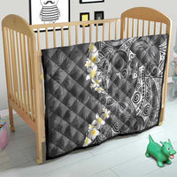 Gray Polynesian Tribal Frangipani Tropical Vibe Quilt