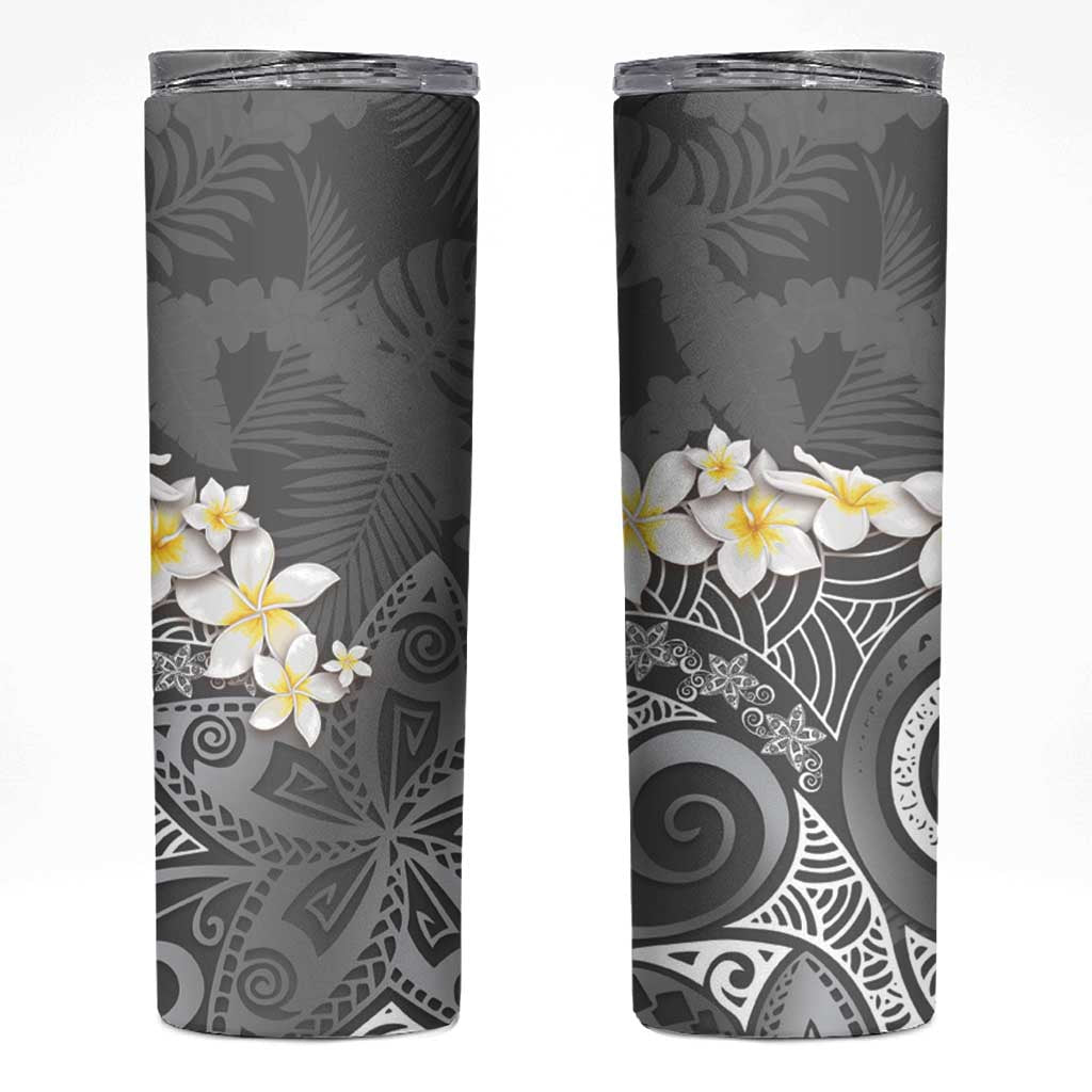 Gray Polynesian Tribal Frangipani Tropical Vibe Skinny Tumbler LT14 Gray - Polynesian Pride