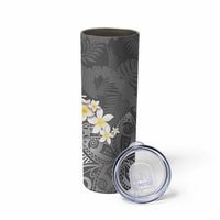 Gray Polynesian Tribal Frangipani Tropical Vibe Skinny Tumbler LT14 - Polynesian Pride