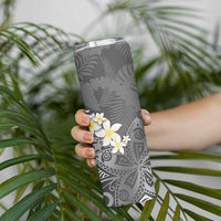 Gray Polynesian Tribal Frangipani Tropical Vibe Skinny Tumbler LT14 - Polynesian Pride
