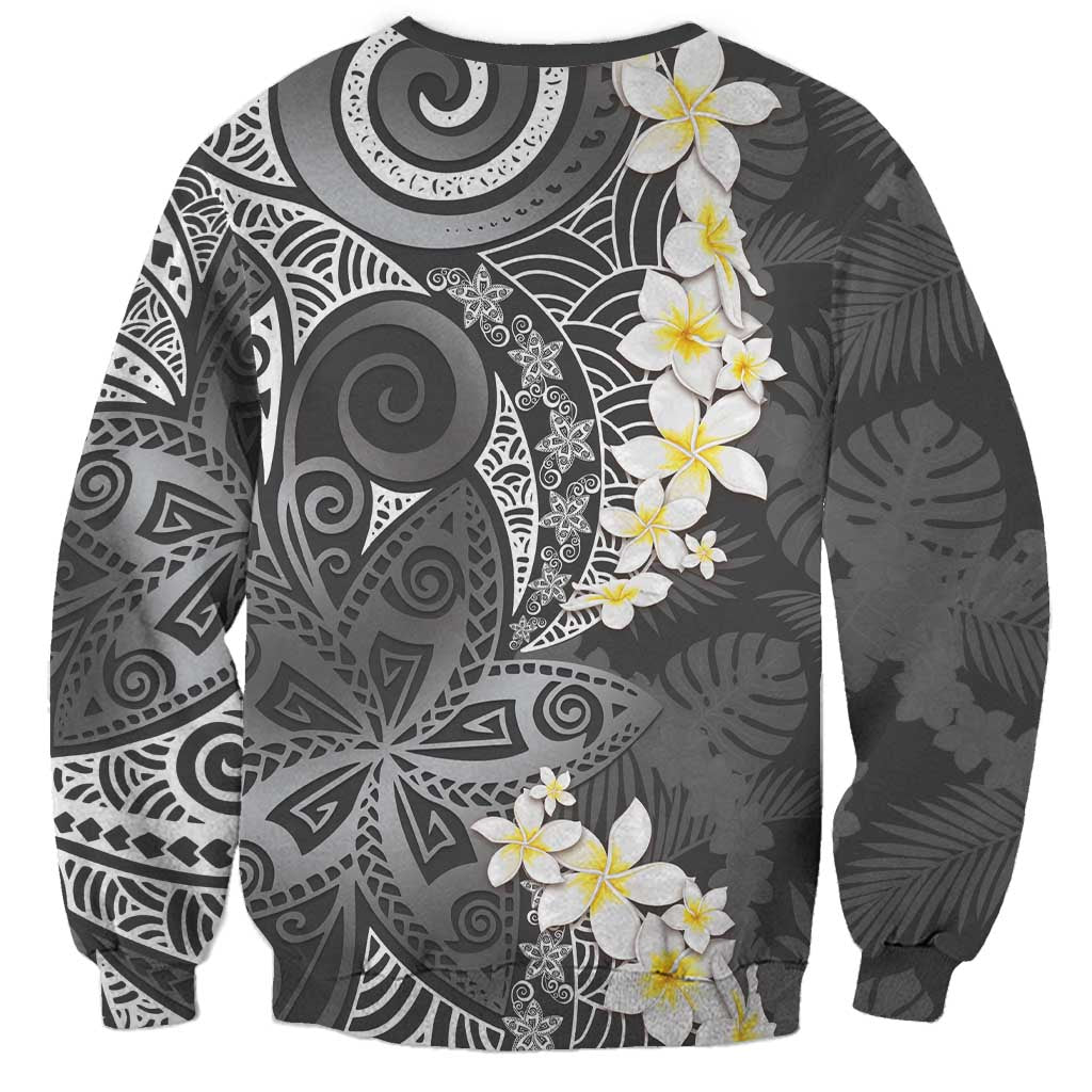 Gray Polynesian Tribal Frangipani Tropical Vibe Sweatshirt