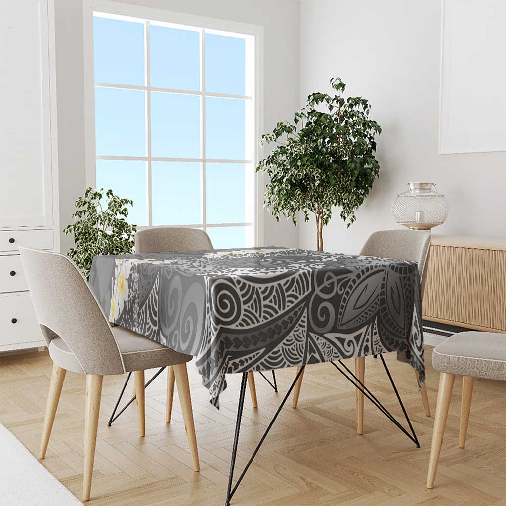 Gray Polynesian Tribal Frangipani Tropical Vibe Tablecloth LT14 - Polynesian Pride