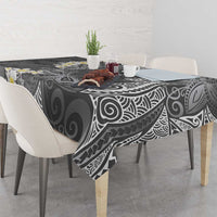 Gray Polynesian Tribal Frangipani Tropical Vibe Tablecloth LT14 - Polynesian Pride