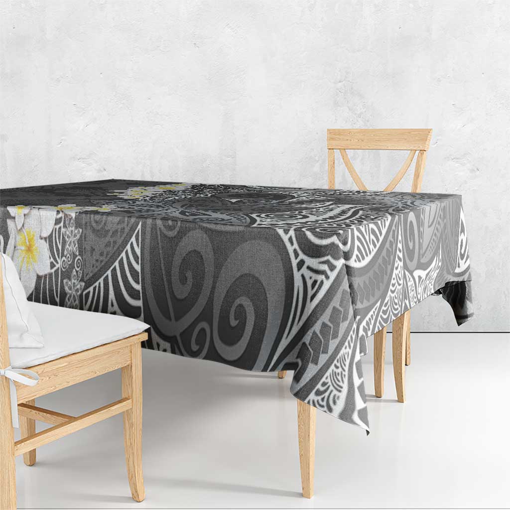 Gray Polynesian Tribal Frangipani Tropical Vibe Tablecloth LT14 - Polynesian Pride