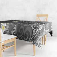 Gray Polynesian Tribal Frangipani Tropical Vibe Tablecloth LT14 - Polynesian Pride