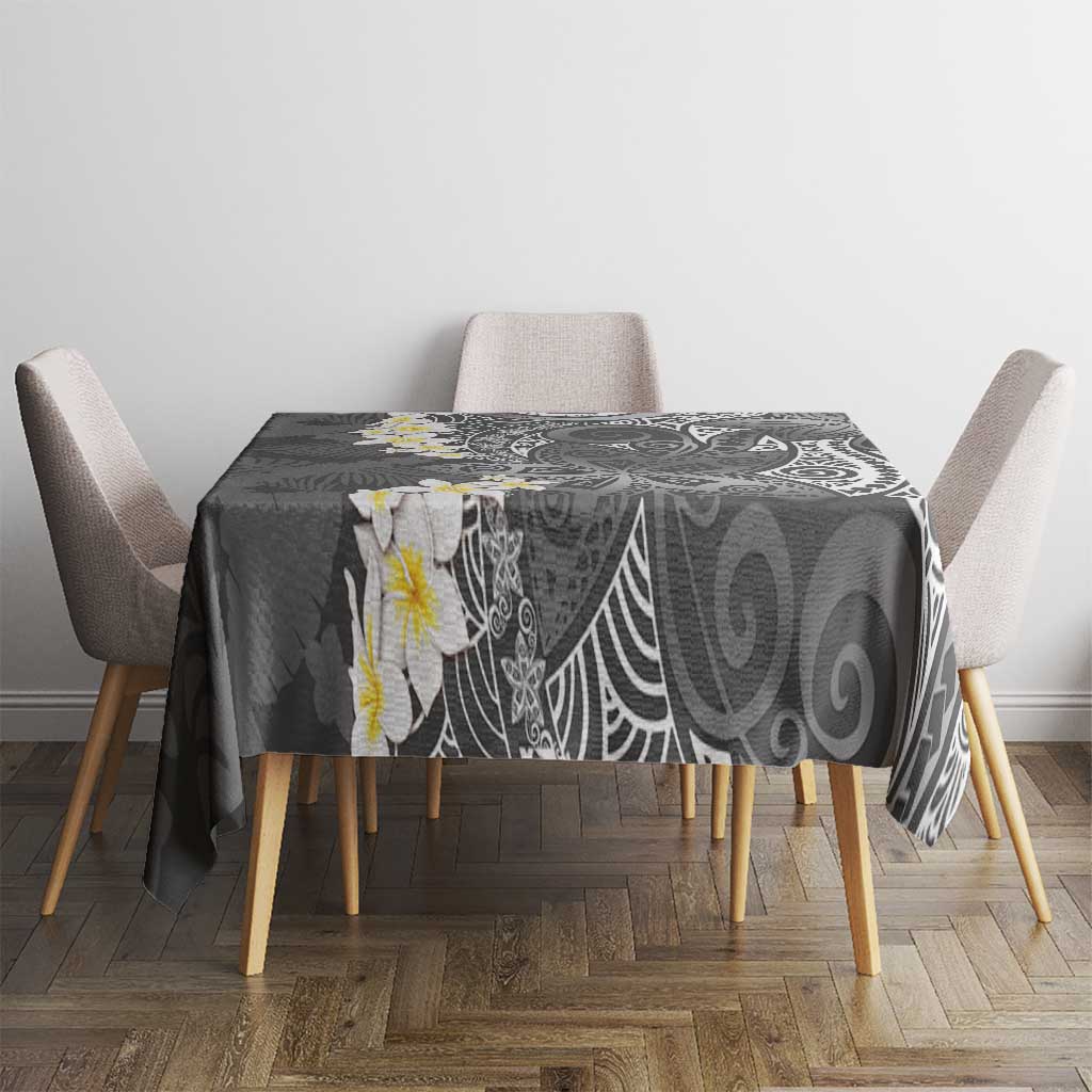 Gray Polynesian Tribal Frangipani Tropical Vibe Tablecloth LT14 - Polynesian Pride