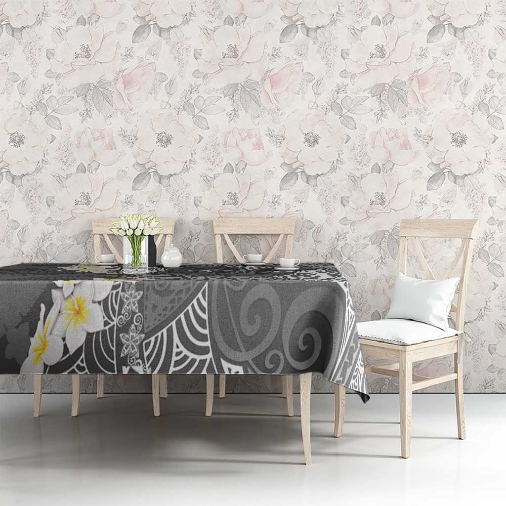 Gray Polynesian Tribal Frangipani Tropical Vibe Tablecloth LT14 - Polynesian Pride
