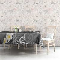 Gray Polynesian Tribal Frangipani Tropical Vibe Tablecloth LT14 - Polynesian Pride