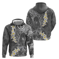 Gray Polynesian Tribal Frangipani Tropical Vibe Zip Hoodie
