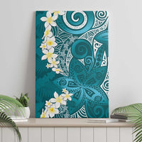 Cyan Polynesian Tribal Frangipani Tropical Vibe Canvas Wall Art