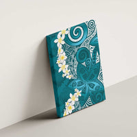 Cyan Polynesian Tribal Frangipani Tropical Vibe Canvas Wall Art