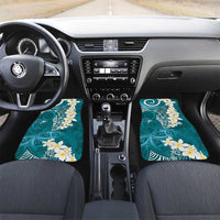Cyan Polynesian Tribal Frangipani Tropical Vibe Car Mats