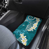 Cyan Polynesian Tribal Frangipani Tropical Vibe Car Mats
